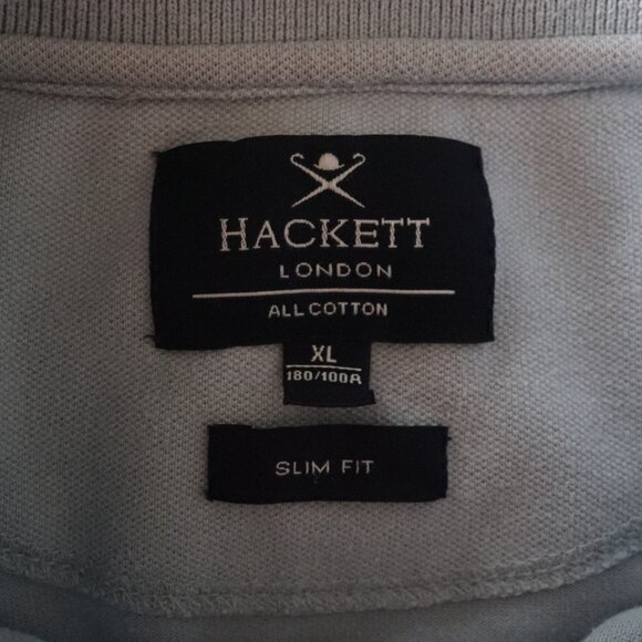 Hackett London Polo Embroidered-Logo XL Blue Slim Fit Cotton Pullover T-Shirt - Picture 9 of 10